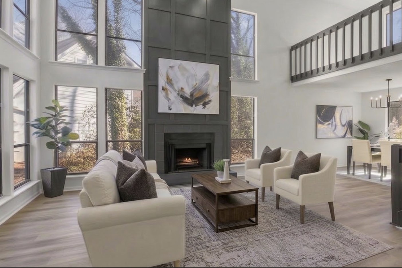 Staged two story great room